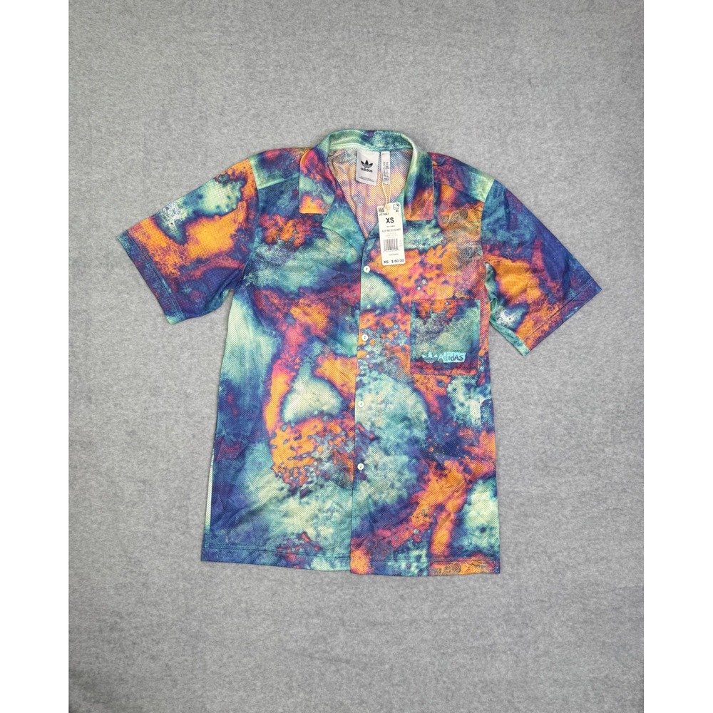 NWT Adidas Originals Allover Print Mesh Shirt Multicolor Galaxy Print Mens XS